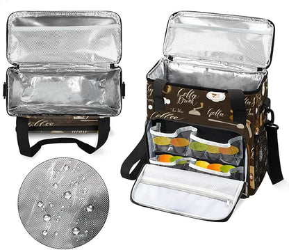 Retro Coffee Coffee Maker Carring Bag Tea and Coffe Travel Carrying Storage Tote Bag Compatible with Keurig K-Mini or K-Mini Plus Portable Single Serve Coffee Brewer Case with Pockets for K-cup Pods