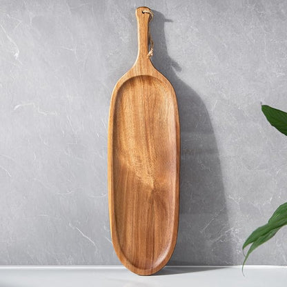 Wooden Tray Wood Serving Tray with Handle Large Serving Plates Acacia Solid Wood Appetizer Plates Multi-Use Oval Acacia Plates for Appetizer for Snack Small 1pcs