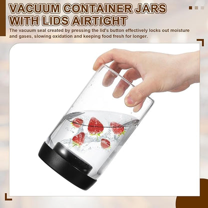 uxcell 2pcs Coffee Vacuum Container, 500ml/17oz Glass Coffee Bean Storage Container with Lids for Spices Biscuits Loose Leaf Tea, Black Gold