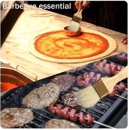 4 Pack Pastry Brush-Basting Brush Pastry Brushes for Baking, Silicone Basting Brush, Basting Oil Brush with Boar Bristles and Beech Hardwood Handles for Kitchen, Grilling and Spreading Oil, BBQ Sauce