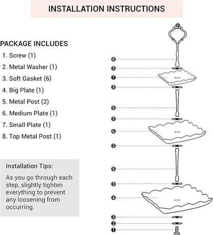3 Tier Cupcake Stand - Dessert Table Display Set, Tiered Serving Cake Tray, White Embossed Dessert Stand, Parties Serving Plate, Decorative Centerpiece to Any Occasion - (Square)