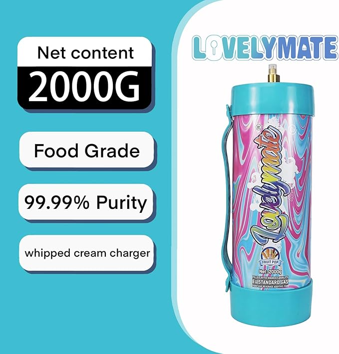 Whipped Cream Charger Tank 3.3L 2000G Whip Cream Charger Cylinder Food Grade Flavored (Tips Included) (6, Fruit pop)