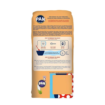 P.A.N. Yellow Corn Meal – Pre-cooked Gluten Free and Kosher Flour for Arepas (2.2 lb / Pack of 10)