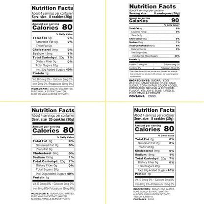 4 Pack Krunchy Melts Original Meringue Cookies | So Vanilla 4-Pack | Vanilla, Vanilla Minis, Vanilla Sprinkles, Rainbow Vanilla | Only 80-90 Calories Per Serving | Low Fat/Fat Free, Gluten Free, Dairy Free (4 Oz)