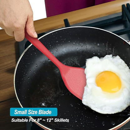 Silicone Spatula Turner Set, High Heat Resistant Spatulas with Seamless One Piece Design, Nonstick Rubber Flippers Utensils for Baking & Cooking,BPA-Free, Red, 11 IN