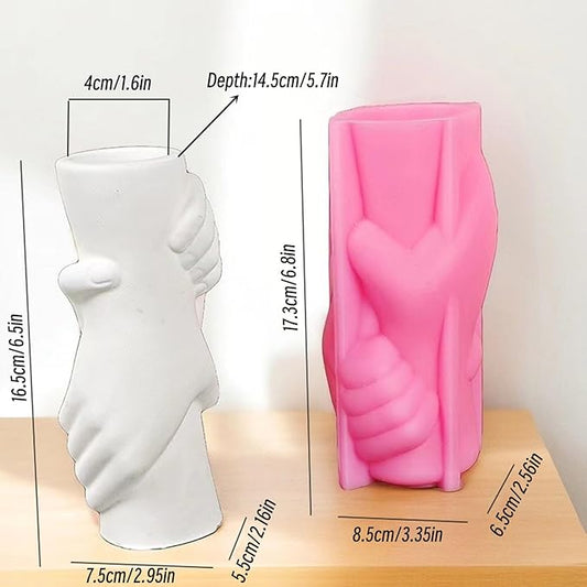 Hand in Hand Vase Cement Clay Mold Plaster Flower Pot Silicone Mold Concrete Succulent Flowerpot Pen Holder Epoxy Resin Mold