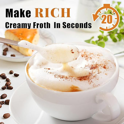 Nahida Silver Milk Frother Wand for Coffee, Frother Handheld Rechargeable Electric Whisk with 3 Heads 3 Speeds Drink Mixer Coffee Frother Foam Maker For Latte, Cappuccino, Hot Chocolate, Egg