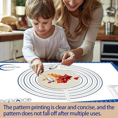 Large Silicone Pastry Mat for Rolling Dough Non Slip Non Stick Silicone Mats for Kitchen Counter 28x20"Blue