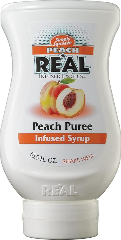 Peach Reàl Infused Exotics, Peach Puree Infused Syrup, 16.9 FL OZ Squeezable Bottle (Pack of 3)