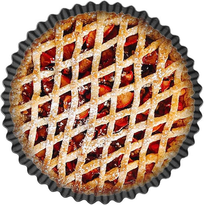 Tart Pans 9 Inch with Removable Bottom Fluted Pie Tart Pans, Round Non-Stick Pan Quiche Pan, for Baking Pizza Mousse Cakes, Christmas Dessert