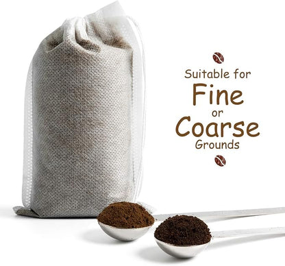 No Mess Cold Brew Coffee Filters - 100 Count Disposable Fine Mesh Brewing Bags for Concentrate/Iced Coffee Maker, French/Cold Press Kit, Hot Tea in Mason Jar or Pitcher, 4 x 6 Inches