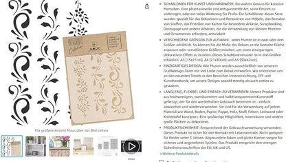 NAKLEO Painting Stencil for Crafts A3 11.8” x 16.5”, Border Flower Plant Pattern, Reusable Plastic DIY & Scrapbooking Drawing Template, Decoupage Art Home Decor, Wall Wood Fabric Furniture