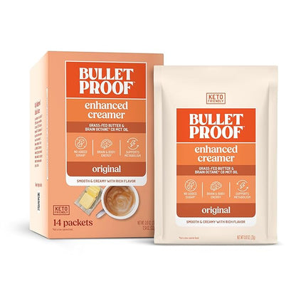 Bulletproof InstaMix Original Unflavored Keto Coffee Creamer Packets, Pack of 14, Powdered Grass-Fed Butter and Brain Octane C8 MCT Oil, Supports Brain Function