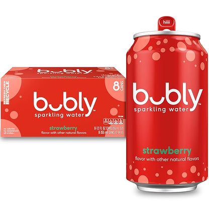 bubly Sparkling Water, Strawberry, Zero Sugar & Zero Calories, Seltzer Water, 12 Fl Oz Cans (Pack of 8)
