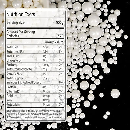 Edible White Pearl Sugar Sprinkles for Cake Decorating, Candy Pearls Cupcake Toppers, 150g/5.29oz, Mix Sprinkles, Baking Cake Decorations, Easter, Wedding Party Chirstmas Supplies