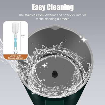 Milk Frother, 4-in-1 Milk Frother and Steamer, 13.5oz/400ml Automatic Hot and Cold Foam Maker and Milk Warmer, Electric Frother for Coffee, Latte, Cappuccino, Macchiato, Matcha(Forest Green)