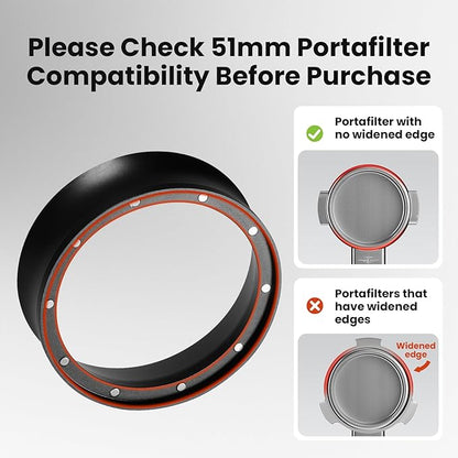 MHW-3BOMBER 51mm Espresso Dosing Funnel Magnetic Coffee Dosing Ring Portafilter Funnel Barista Tools Compatible with 51mm Delonghi Decica Portafilter DR5548B-OS