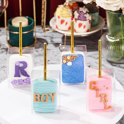 RomanticBaking 37 PCS 3.5"x 2.4"x 1.38"Clear Rice Krispie Treat Boxes with Hole for Cakesickle, Small Macaron, Candy,& Treat Boxes Party Favors
