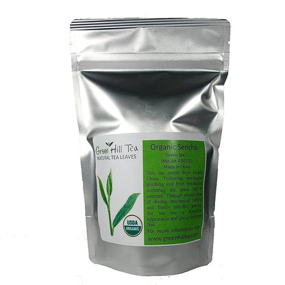Greenhilltea premium green tea, organic sencha fresh up with high antioxidants 4 OZ
