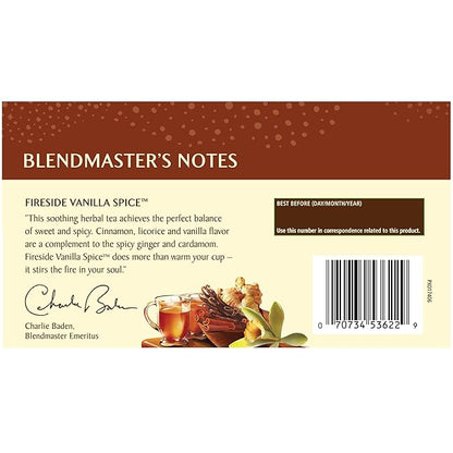 Celestial Seasonings Herbal Tea, Fireside Vanilla Spice, Caffeine Free, 20 Tea Bags (Pack of 6)