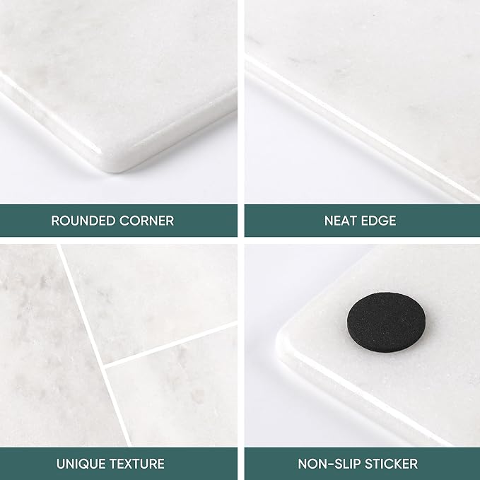 Koville African Natural Marble Cutting Board for Kitchen Pastry Bread, 12" x 8" Genuine Marble Cheese Board Stone Tray for Counter, Bathroom Perfume Tray Jewelry Candle Plate (Namib Fantasy)