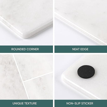 Koville African Natural Marble Cutting Board for Kitchen Pastry Bread, 12" x 8" Genuine Marble Cheese Board Stone Tray for Counter, Bathroom Perfume Tray Jewelry Candle Plate (Namib Fantasy)