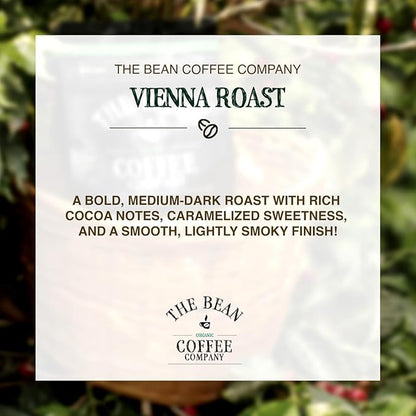 The Bean Organic Coffee Company Vienna Roast, Medium, Ground Coffee, 16-Ounce Bag,Café molido tostado organico