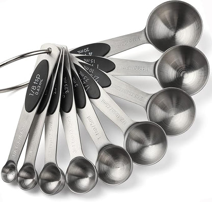 Magnetic Measuring Spoons Set of 9 Stainless Steel Stackable Measuring Spoons Heavy Duty Nesting Teaspoons Tablespoons for Measuring Dry and Liquid Ingredients