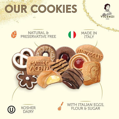 Matilde Vicenzi Minivoglie Butter Cookies Tin - Italian Pastry Assortment, Traditional Holiday Cookie Gift for Thanksgiving, Christmas, Hanukkah - 500 g