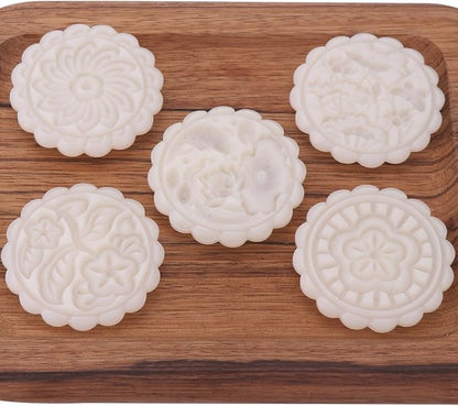 150g 5pcs Cookie Stamps Moon Cake Mold, Thickness Adjustable Christmas Cookie Press DIY Decoration Hand Press Cutter Cake Mold