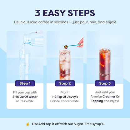 Javvy Coffee Concentrate - Cold Brew Coffee, Perfect for Hot or Iced Instant Coffees, Hot Drinks, Cold Brew Concentrate, 35 Servings - French Vanilla