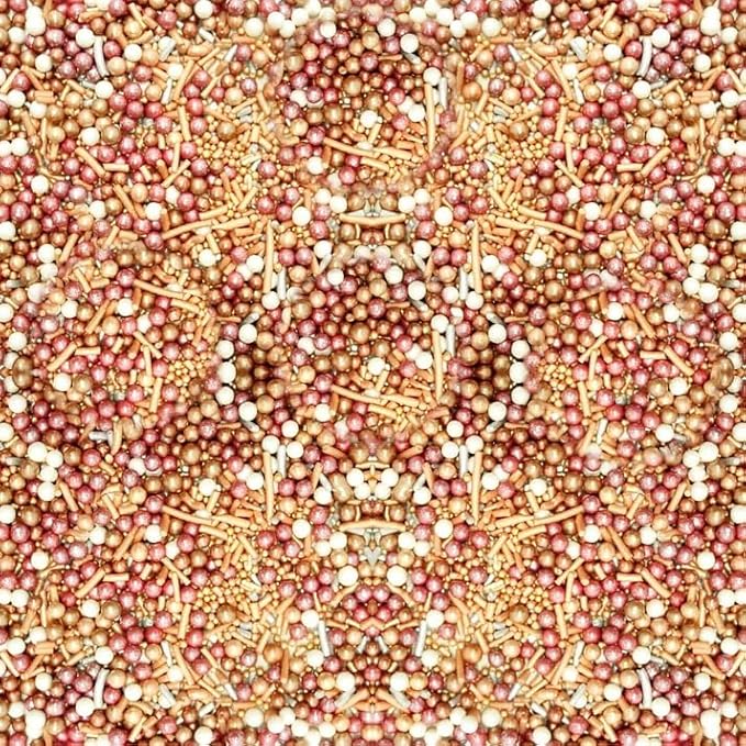 Confect Rose Gold & Pearl Edible Sprinkles Mix – Metallic Cake & Cupcake Toppers, Cookie & Dessert Decoration | Wedding, Birthday, Party Baking Supplies | Vegan, Gluten-Free, Nut-Free, Soy-Free, Dairy-Free, Palm Oil-Free- 4.2 Oz