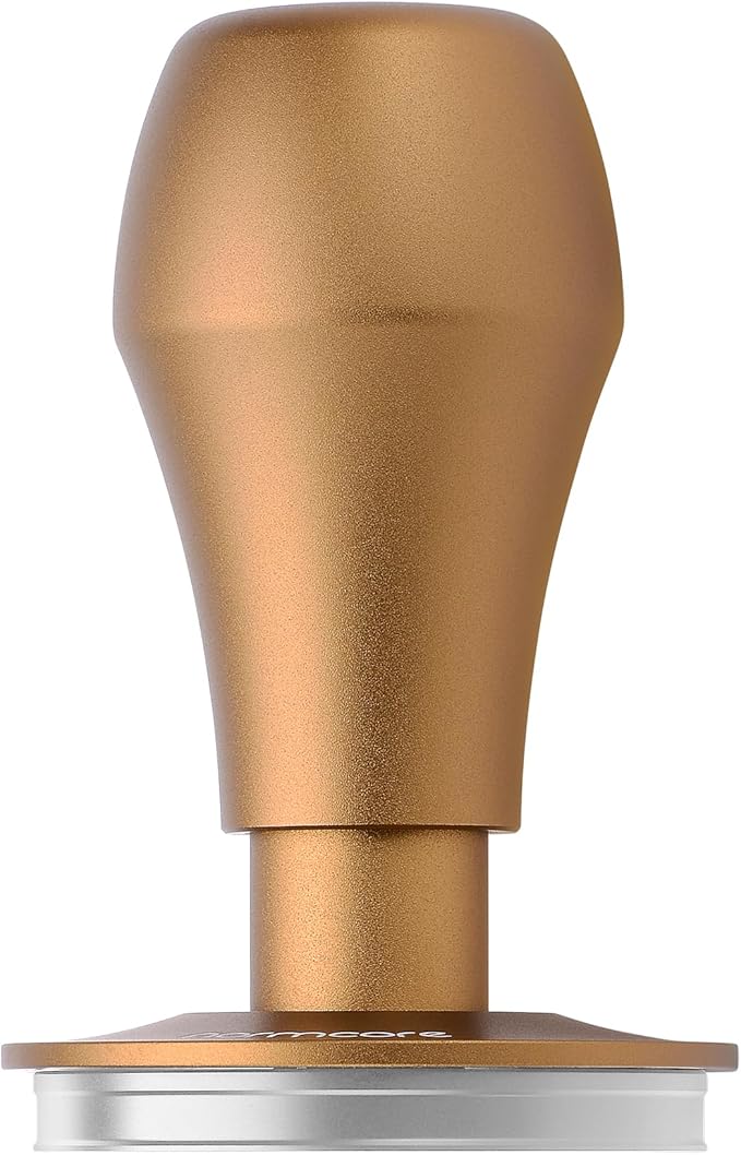 Normcore 51mm Coffee Tamper V4.1 with Click Sound Feedback, Spring Loaded Tamper Fit Delonghi Portafilter, 304 Stainless Steel Flat Base, Anodized Aluminum Handle with Silicone Stand, Bronze