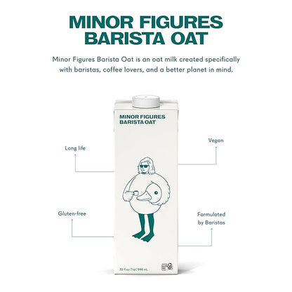 Minor Figures - Oat Milk - Barista Standard - 32 Oz - 6 Pack - Non-GMO - Plant-Based - Vegan - Dairy Free - Shelf Stable - Unsweetened