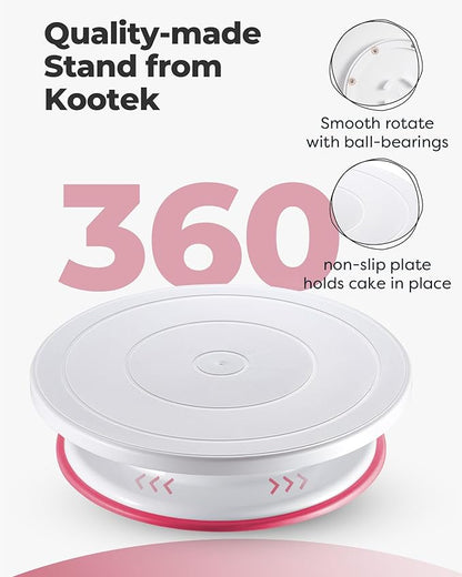 Kootek 71PCs Cake Decorating Kit, Baking Supplies Tools - Includes Cake Stand Turntable, 12 Icing Piping Tips, 2 Frosting Spatulas, 3 Scrapers, 50+2 Piping Bags, Coupler, Video Tutorial, Booklet