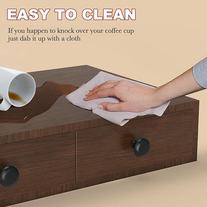 K Cup Holder, Wooden K Cup Organizer Box for Counter, Tea and Coffee Pod Storage Drawer Coffee Maker Stand, 30 Pod Capacity, Walnut Black