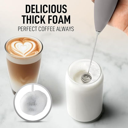Zulay Kitchen Whisk Milk Frother with 4 Duracell Batteries - Powerful Handheld Foam Maker for Coffee, Lattes, Matcha, Hot Chocolate & Cappuccinos - Whip Creamy Froth in Seconds