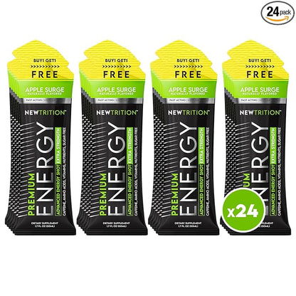 NewTrition® Extra Strength Energy Shots, 250mg Caffeine Energy Shots with Vitamin B & Amino Acids, Sugar-Free Vitamin Energy Shot, 1.7 fl oz (Pack of 24, Apple Surge)