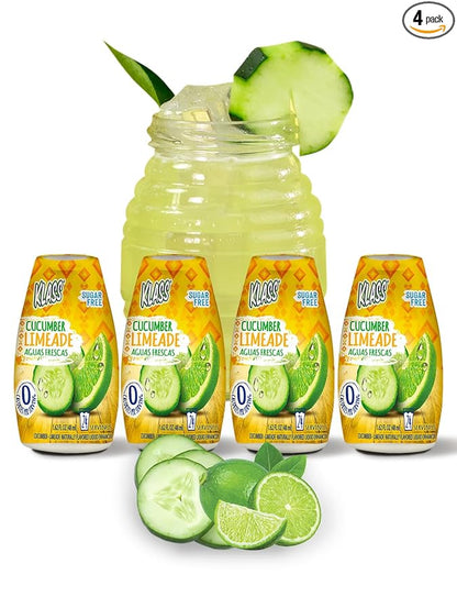 Klass Aguas Frescas | Liquid Water Enhancer | Sugar Free Naturally Flavored Cucumber-Limeade | Keto Friendly |1.62 Oz Pack of 4 (Makes 24 servings each) 0 Calories Per Serving