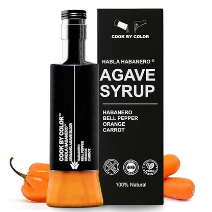 Cook by Color: Habla Habanero, Flavored Organic Agave Syrup Liquid Sweetener, Light Agave Nectar for Cocktails, Teas, Coffee, Smoothies & Cooking, Vegan, Low Carb, 350 ml Bottle, 11.8 fl oz