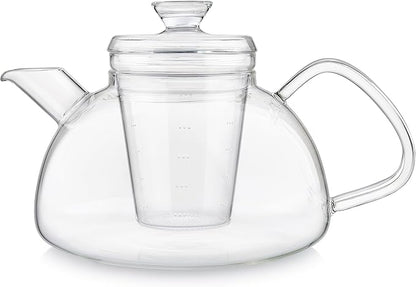 Teabloom Innovative Filtered Borosilicate Glass Teapot With Microdot Whole Leaf Tea Glass Infuser, 40 ounces – A Pure & Immersive Tea Experience – Tea Purist's Choice