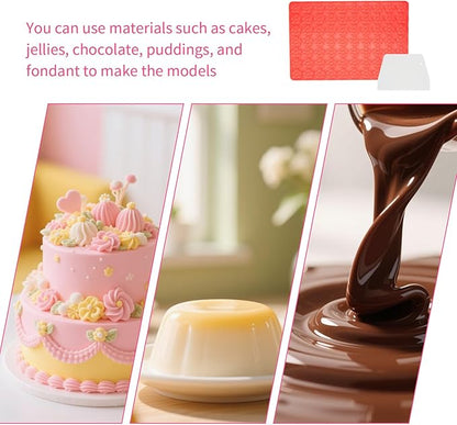 1 Pcs 70 Cavities Flower Chocolate Silicone Mold, Small Plum Blossom Shaped Molds for Candy, Gummy, Cookie, Edible Flowers Cake Decorating with Scraper
