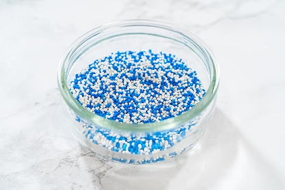 Bakerpan Blue and White Nonpareils Sprinkles - 7 Ounces Sprinkles For Cake Decorating - Edible Nonpareils For Cupcakes, Ice Cream, Cake Decorations (Made in USA)