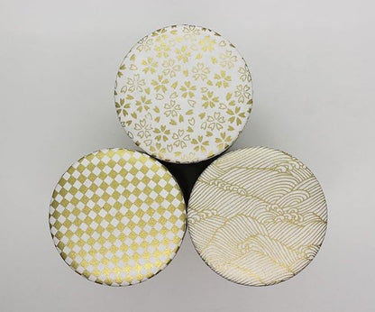 Japanese Pokkan Coffee Spice Tea Tin Canister Washi Paper Storage with Lid 7.05 oz Capacity (Kenran Ichimatsu)