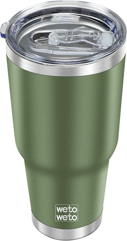 WETOWETO 30oz Tumbler, Stainless Steel Vacuum Insulated Water Coffee Tumbler Cup, Double Wall Powder Coated Spill-Proof Travel Mug Thermal Cup for Home Outdoor (Army Green, 1 Pack)