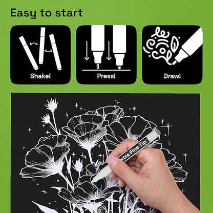 ARTISTRO 5 White Paint Pen for Rock Painting, Stone, Ceramic, Glass, Wood, Tire, Fabric, Metal, Canvas. Set of 5 Acrylic Paint White Marker Water-based Extra-fine Tip