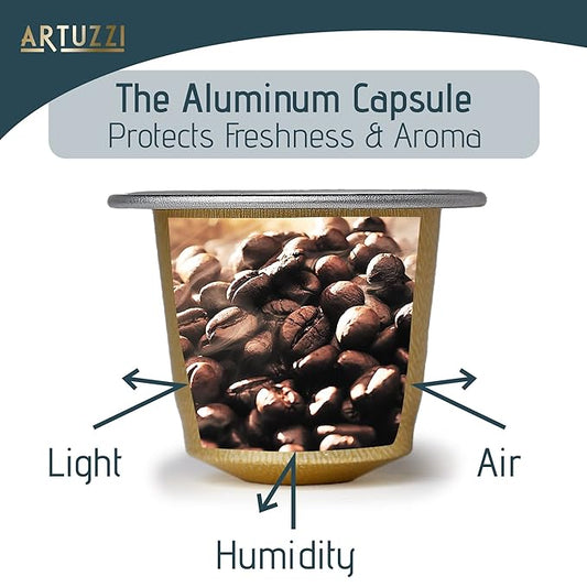 Artuzzi 120ct Espresso Pods I Compatible With Nespresso I Espresso Roma I Aluminum & Recyclable Coffee Pods I Italian Dark Roast