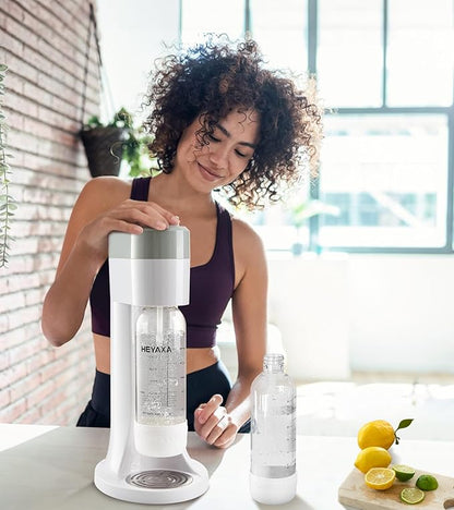 Sparkling Water Maker, Soda Maker Machine for Quickly Creating Refreshing Soda, Includes 2x BPA-Free 1L Carbonation Bottle, Compatible with 60L CO2 Carbonator (White, 1 L)