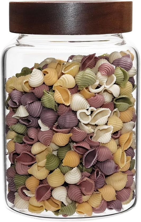 Glass Spice Jar Coffee Sugar Container Airtight Glass Jar Food Storage Canisters Bottle for Kitchen Seasoning Tea Herb Overnight Oats Bar Parfait Snacks (1200ml(40oz)-1 pack)