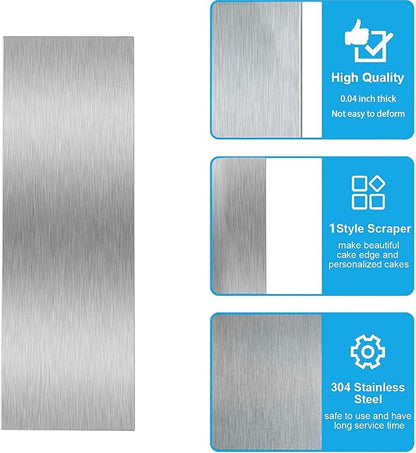 8.7 Inche Stainless Steel Cake Scraper，Double Sided Patterned Edge Stripe Edge Smoother Scraper Cake Decorating，Cake Decorating Comb Cake Scraper (1, 1-2)
